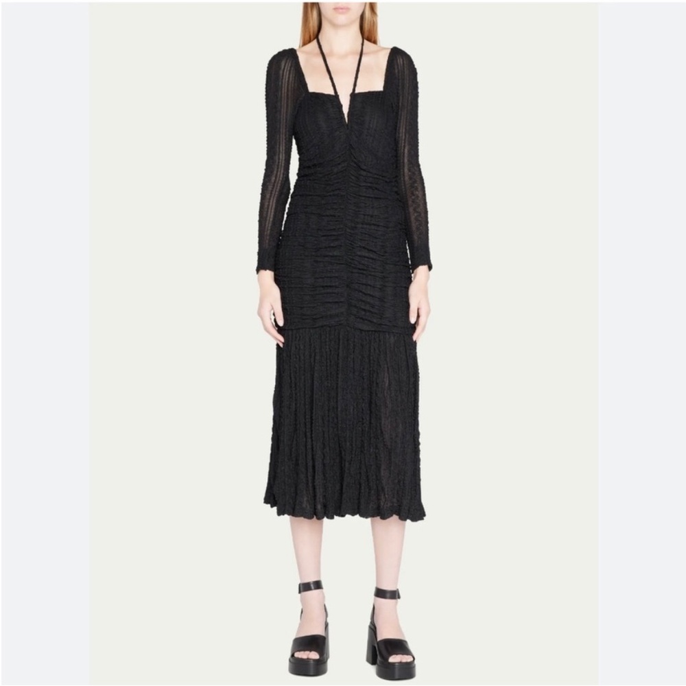 Ganni Black Sheath Dress with Sweetheart Neckline